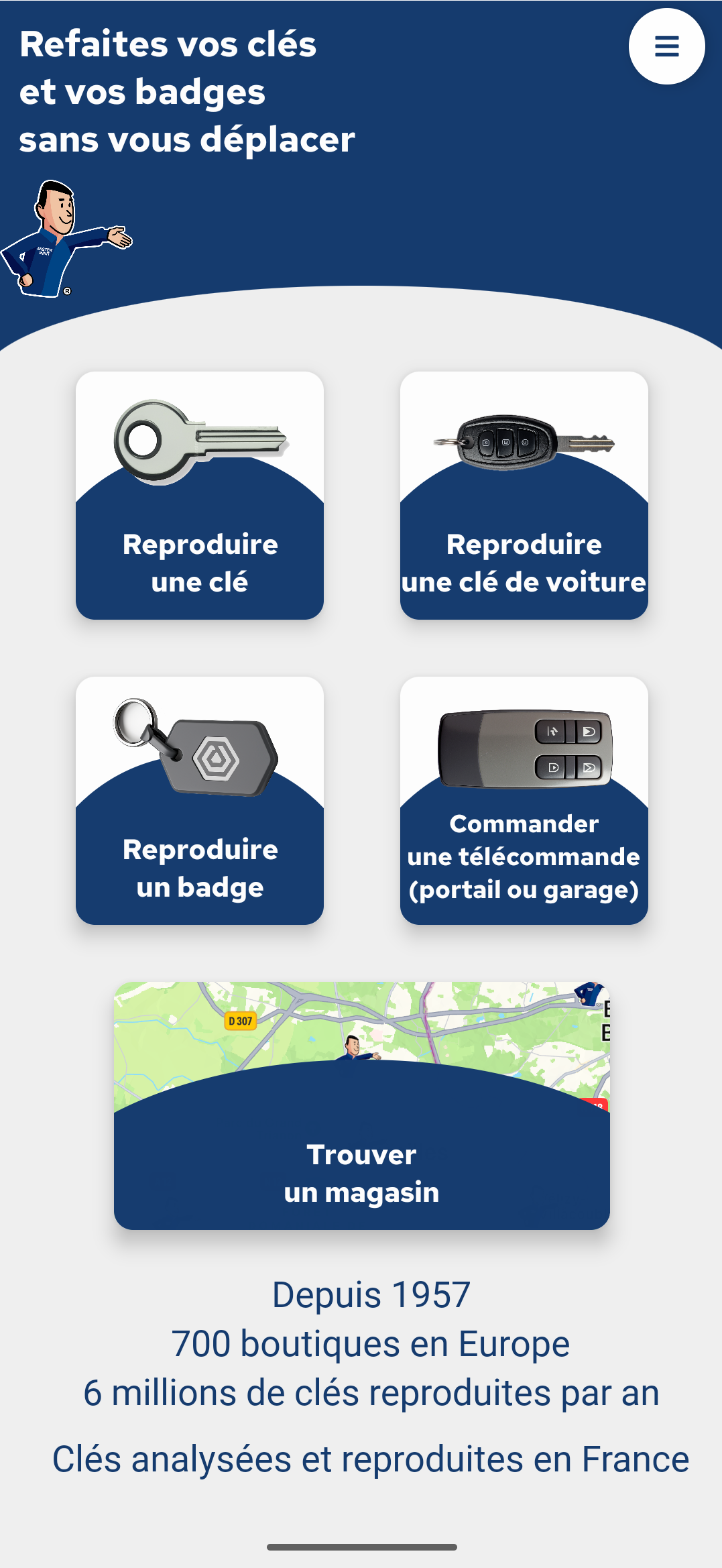 Clé Minit app shown on a phone